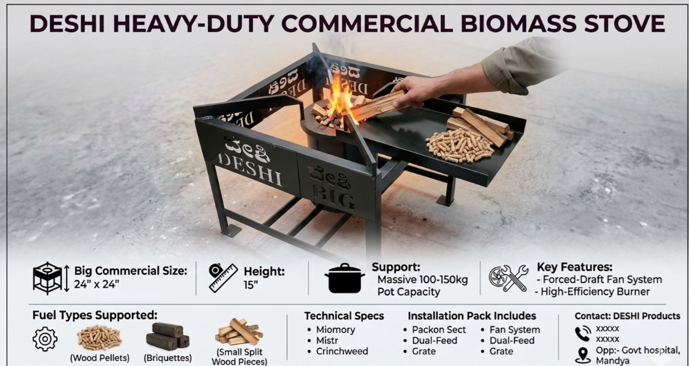 DESHI 24×7 Cast Iron Commercial Stove [12inch x12inch] [DPIRONXL]